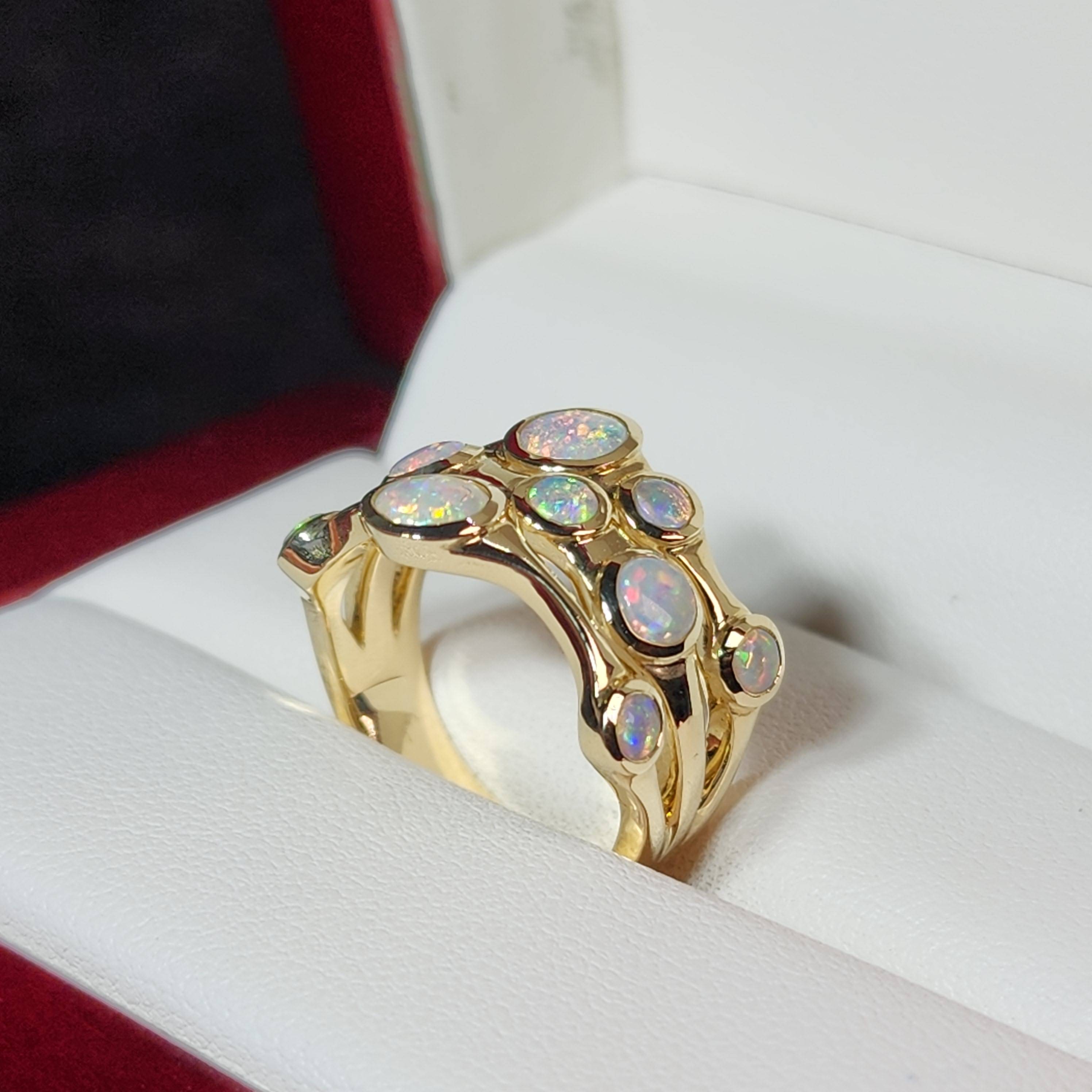 Gold Opal Ring - Australian Opal Jewellery Online Store